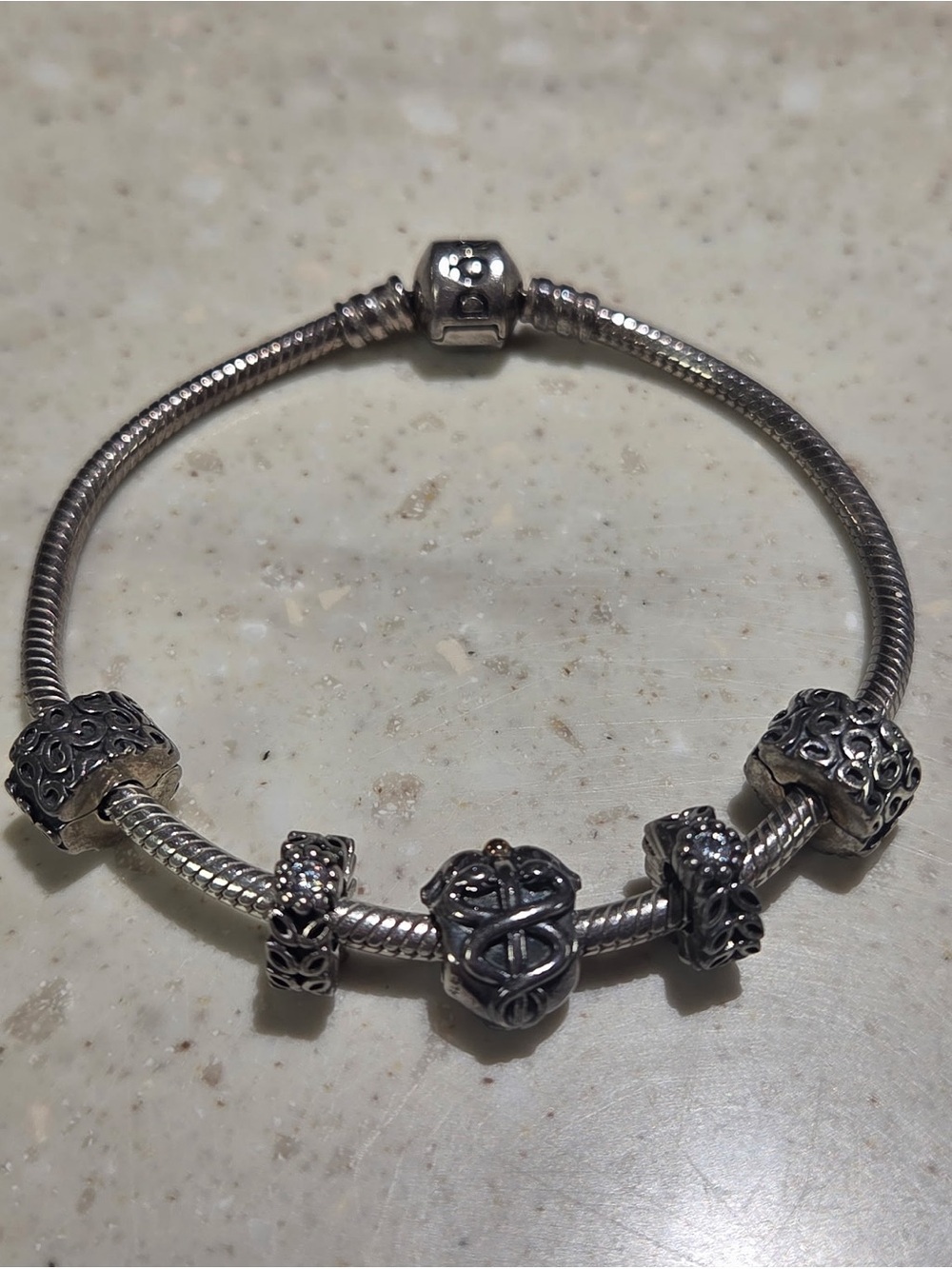 Sterling Silver Pandora Charm Bracelet - Silver